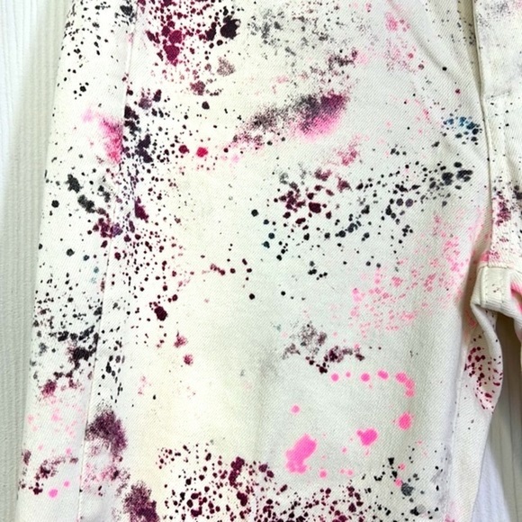 Calvin Klein  - Shocking Pink Paint Splatter White Ultimate Skinny Jeans SZ 2 - Picture 5 of 11